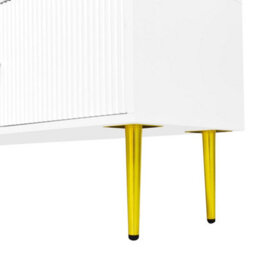 White 170Cm Modern Tv Stand 4 Door Storage Cabinet Glass - thumbnail 5