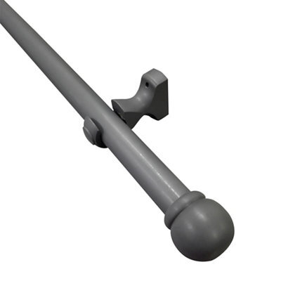 Matt Dark Grey Non Extendable Ball Single Curtain Pole Set, (L)1.5M (Dia)28mm - image 1