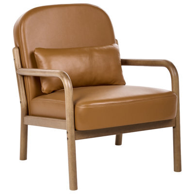 Beliani Armchair Selde Leather Golden Brown - image 1