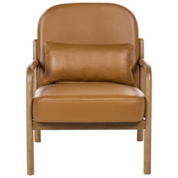 Beliani Armchair Selde Leather Golden Brown - thumbnail 4