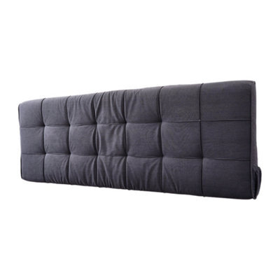 Living And Home Drak Grey Flannel Bed Backrest Cushion With Removable Cover 180Cm W X 6Cm D X 60Cm H - image 1