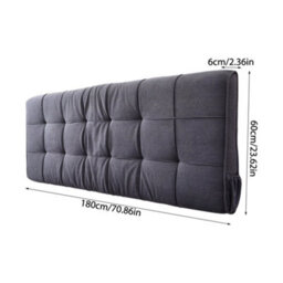 Living And Home Drak Grey Flannel Bed Backrest Cushion With Removable Cover 180Cm W X 6Cm D X 60Cm H - thumbnail 7