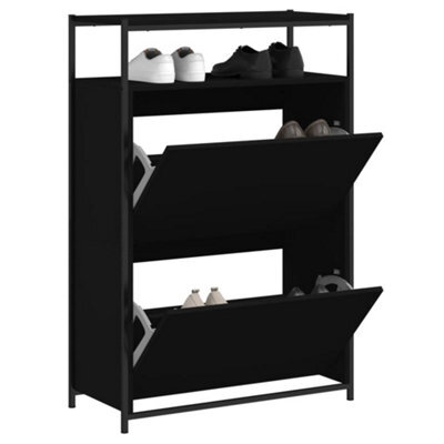 Berkfield Shoe Cabinet Black 75X34X112 Cm Engineered Wood - image 1