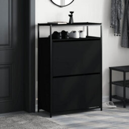 Berkfield Shoe Cabinet Black 75X34X112 Cm Engineered Wood - thumbnail 3
