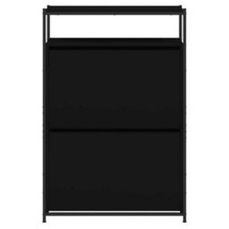 Berkfield Shoe Cabinet Black 75X34X112 Cm Engineered Wood - thumbnail 5