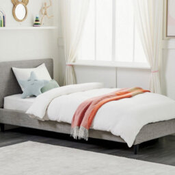 Wyld And Coco Novabed Eu Single Panel Bed 3Ft Light Grey Fabric With Removable Zip-Out Cover - thumbnail 2