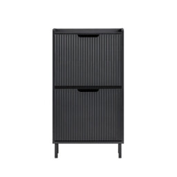 Sobuy Fsr177-Sch, Narrow Shoe Rack With 2 Flip Drawers Slim Wooden Shoe Storage Cupboard,black,w50.5Xd19Xh91