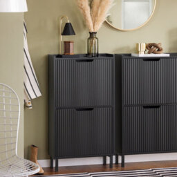 Sobuy Fsr177-Sch, Narrow Shoe Rack With 2 Flip Drawers Slim Wooden Shoe Storage Cupboard,black,w50.5Xd19Xh91 - thumbnail 9