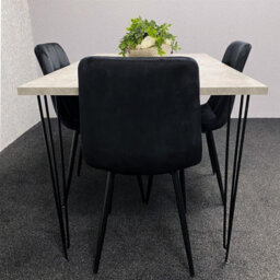 Kosy Koala Dining Table With 4 Chairs Modern Grey Dining Table Set With 4 Black Velvet Chairs Dining Room Furniture - thumbnail 7