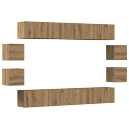 Berkfield Wall Mounted Tv Cabinets 8 Pcs Artisan Oak Engineered Wood - thumbnail 2