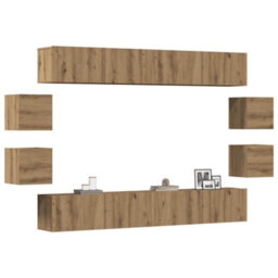 Berkfield Wall Mounted Tv Cabinets 8 Pcs Artisan Oak Engineered Wood - thumbnail 1