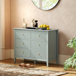 Homcom Fluted Chest Of Drawers 6 Drawer Dresser For Bedroom Hallway Green - thumbnail 9