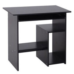 Homcom Compact Small Computer Table Wooden Desk Keyboard Tray Storage Black