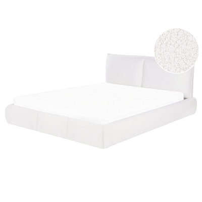 Beliani Bed Boucle Vinay 160 X 200 Cm (Eu King Size) White - image 1