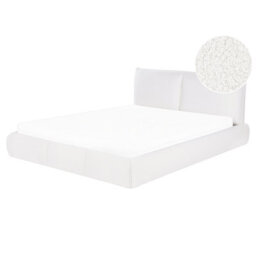 Beliani Bed Boucle Vinay 160 X 200 Cm (Eu King Size) White - thumbnail 1