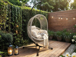 Solace+Co Lana Garden Swing Chair Light Beige Rattan