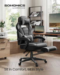 LEDREM Gaming Chair With Footrest, Ergonomic Office Computer Desk Chair With Lumbar Support And Headrest, Height Adjustable - thumbnail 1