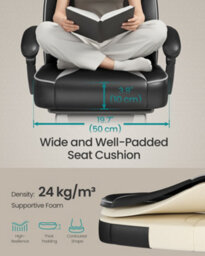 LEDREM Gaming Chair With Footrest, Ergonomic Office Computer Desk Chair With Lumbar Support And Headrest, Height Adjustable - thumbnail 3