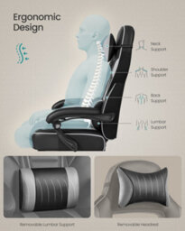 LEDREM Gaming Chair With Footrest, Ergonomic Office Computer Desk Chair With Lumbar Support And Headrest, Height Adjustable - thumbnail 4