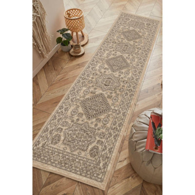 Melrose Colorama Medallion Pattern Natural Traditional Indoor Runner Rug 067/200Cm - image 1