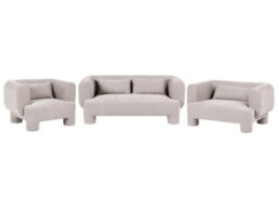 Beliani Dark Beige Curved 3-Seater Sofa Loveseat And Armchair Set - thumbnail 3