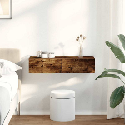 Berkfield Wall Shelf With Drawers Smoked Oak 80X33X17 Cm Engineered Wood - image 1