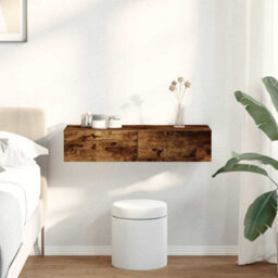 Berkfield Wall Shelf With Drawers Smoked Oak 80X33X17 Cm Engineered Wood - thumbnail 1