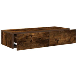 Berkfield Wall Shelf With Drawers Smoked Oak 80X33X17 Cm Engineered Wood - thumbnail 7