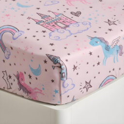 Ohs Kids Fun Print Microfibre 25Cm Fitted Bed Sheet Ultra Soft, Unicorn Kingdom - Single - thumbnail 2