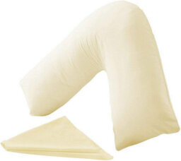 Homes & Linen Orthopaedic V-Shaped Pillow Extra Cushioning Support For Head, Neck & Back (Cream, V-Pillow With Cover