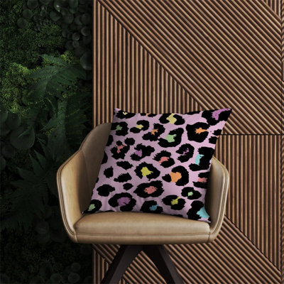 Warren Reed Designer Pink Leopard Print Outdoor Cushion 60Cm X 60Cm