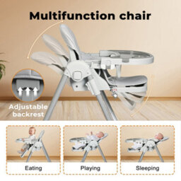 Dekko Baby High Chair 4 In1 Foldable Toddler Feeding Table Adjustable Grey - thumbnail 6