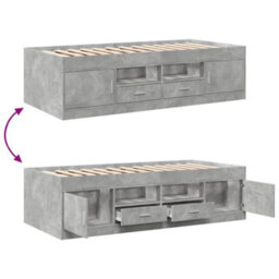 Berkfield Daybed With Drawers Without Mattress Concrete Grey 75X190 Cm Small Single - thumbnail 7