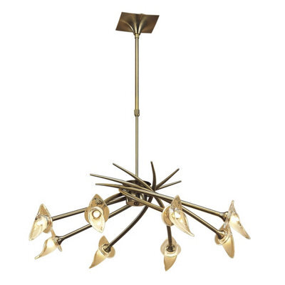 Luminosa Lighting Luminosa Flavia Telescopic Pendant Round 8 Light G9, Antique Brass - image 1