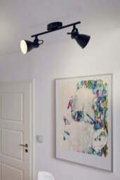 Modern Black Steel Flush Ceiling Light With Gu10 Bulbs - 2 Spot Design - thumbnail 3