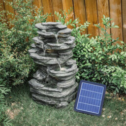 Living And Home Solar Powered Garden Water Fountain Outdoor Led Lighted Waterfall Fountain Rockery Decor 46Cm H - thumbnail 3