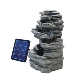 Living And Home Solar Powered Garden Water Fountain Outdoor Led Lighted Waterfall Fountain Rockery Decor 46Cm H - thumbnail 5