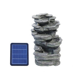 Living And Home Solar Powered Garden Water Fountain Outdoor Led Lighted Waterfall Fountain Rockery Decor 46Cm H - thumbnail 4
