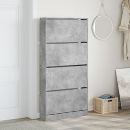Berkfield Shoe Cabinet With 4 Flip-Drawers Concrete Grey 80X21X163.5 Cm - thumbnail 3