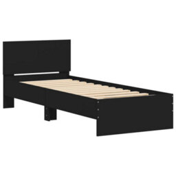 Berkfield Bed Frame Without Mattress With Headboard Black 90X200 Cm - thumbnail 3