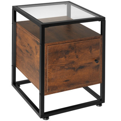 Tectake Bedside Table Dudley    - Industrial Wood Dark, Rustic - image 1