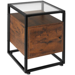 Tectake Bedside Table Dudley    - Industrial Wood Dark, Rustic - thumbnail 1