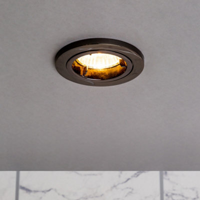 Litecraft Pack Of 2 Black Chrome Modern Ip20 Fire Rated  Fixed Downlights - image 1