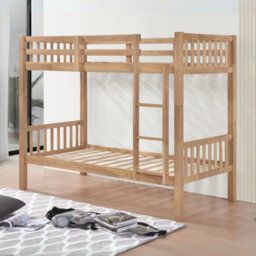 Reinforced Beds, 3Ft Kelling Bunk Bed,  Natural Oak Finish, Wooden Bunk Bed, Rubberwood, Solid Wooden Slats - thumbnail 2