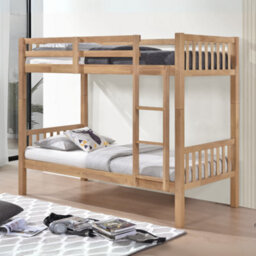 Reinforced Beds, 3Ft Kelling Bunk Bed,  Natural Oak Finish, Wooden Bunk Bed, Rubberwood, Solid Wooden Slats - thumbnail 1