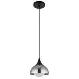 Luminosa Lighting Luminosa Eva Dome Pendant Ceiling Light Matt Black Smoke Glass Shade 1X G9 - thumbnail 2