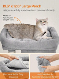 LEDREM Cat Tree, 74 Cm Cat Tower, M, Cat Condo For Medium Cats Up To 5 Kg, Large Cat Perch, 2 Cat Caves, Scratching Post, Light Grey - thumbnail 2