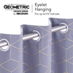 Deconovo Eyelet Curtains, Gold Diamond Printed Thermal Insulated Blackout Curtains, W52 X L90 Inch, Light Purple, One Pair - thumbnail 5