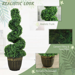 Set Of 2 Potted Artificial Plants, Topiary Spiral Boxwood Trees, 90Cm - thumbnail 6