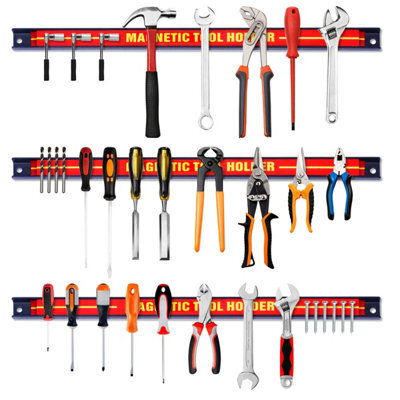 Costway Set Of 3 Magnetic Tool Strip Holder Garage Rail Wall Mounted Bits Storage Rack - image 1